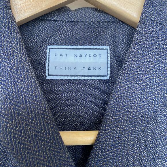 Vintage Long Sleeve Lat Naylor Think Tank Herringbone Button Up Gray - Picture 7 of 9